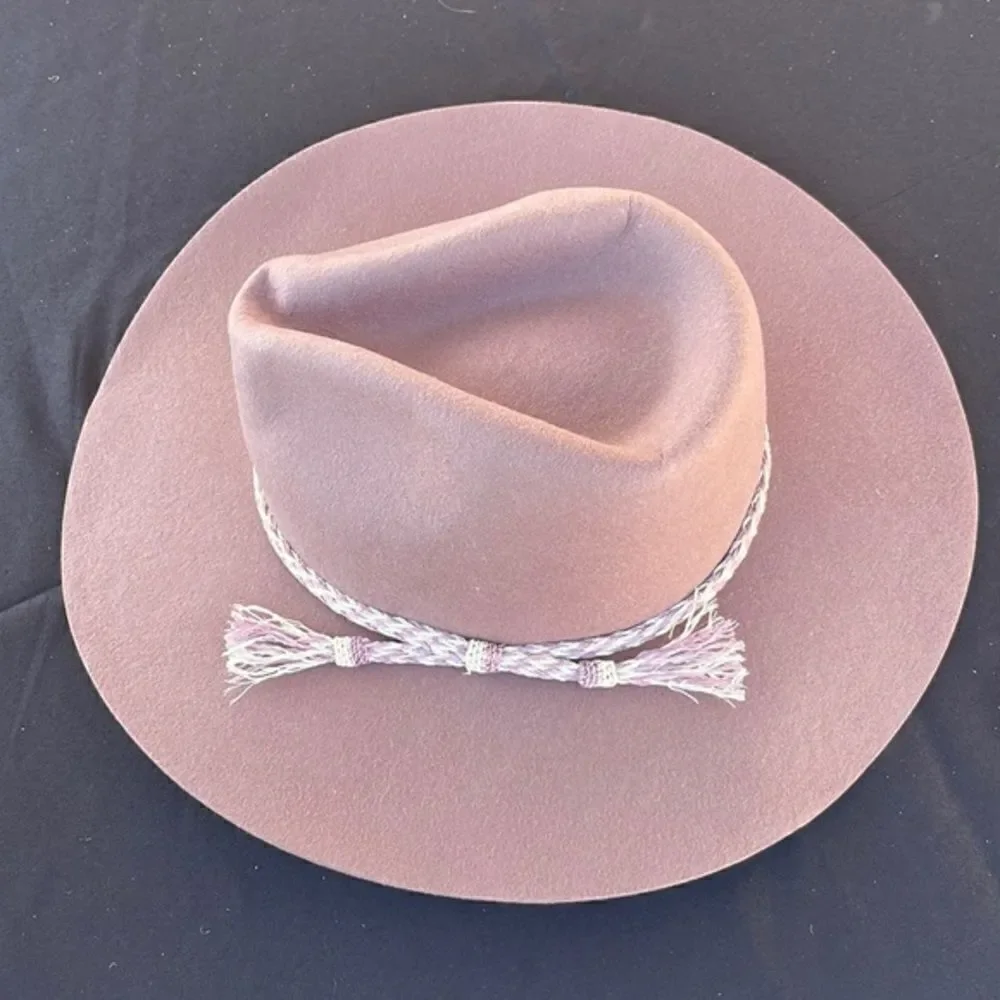 Free People x Mossant Wild Heart Felt Wide Brim Hat Dusty Rose Hat Medium NWT
